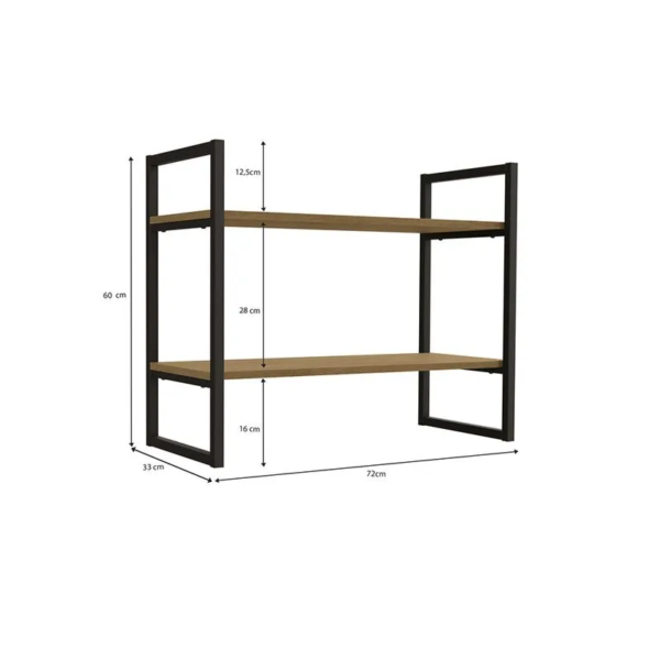 O Nicho é aquele mobiliário que faz toda a diferença na sua casa, trazendo mais praticidade e charme para o seu lar. O nicho com duas prateleiras freijó é resistente e elegante, perfeito para deixar o seu lar mais organizado. Fabricado em MDP, com sete camadas de pintura e textura dos veios da madeira, ele possui estrutura metálica, pintada com tinta epóxi, super-resistente a umidade, deixando ele mais durável e fácil de limpar. Essa opção de nicho da linha industrial é resistente e acomoda muito bem livros, vasos, objetos decorativos e tudo mais que combine com a sua decoração. Além disso, você pode usar sua imaginação e utilizar em outros ambientes também.