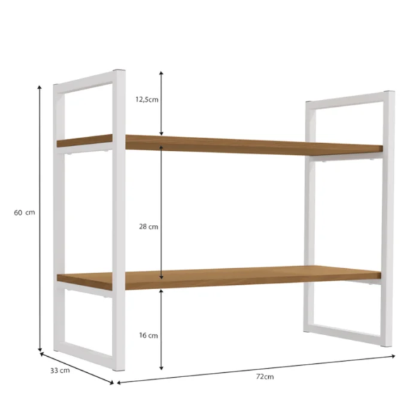 O Nicho é aquele mobiliário que faz toda a diferença na sua casa, trazendo mais praticidade e charme para o seu lar. O nicho com duas prateleiras canela é resistente e elegante, perfeito para deixar o seu lar mais organizado. Fabricado em MDP, com sete camadas de pintura e textura dos veios da madeira, ele possui estrutura metálica, pintada com tinta epóxi, super-resistente a umidade, deixando ele mais durável e fácil de limpar. Essa opção de nicho da linha industrial é resistente e acomoda muito bem livros, vasos, objetos decorativos e tudo mais que combine com a sua decoração. Além disso, você pode usar sua imaginação e utilizar em outros ambientes também.