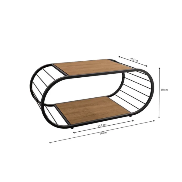 O estilo e a modernidade que você e sua sala de estar merecem, está nesta mesa de centro de linha industrial. Com um design único e moderno, a mesa conta com estrutura metálica resistente, pintada com tinta epóxi na cor preto fosco, o que garante maior durabilidade contra a umidade e um acabamento lindo. Seu formato oval, proporciona comodidade e beleza ao ambiente, assim como o detalhe vazado nas laterais, que tornam a peça moderna e cheia de estilo. Com tampo e base amadeirada, em chapa MDP de 15mm na cor freijó, contando com a textura dos veios da madeira, você terá uma composição perfeita, deixando sua sala de estar completa. Fácil de montar, a mesa conta com sapatas reguláveis, facilitando o ajuste em todos os pisos e proporcionando mais estabilidade.