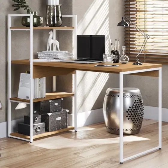 Elegância e sofisticação traduzida em um único móvel? Essa é a mesa com prateleiras freijó! Projetada com madeira MDP, com sete camadas de pintura e textura touch, ela conta com estrutura metálica, pintada com tinta epóxi, super-resistente à umidade, deixando ela mais durável e fácil de limpar. Ela ainda conta com o design único da linha industrial, deixando o seu ambiente ainda mais funcional, este é um modelo de mesa com 03 prateleiras, perfeito para deixar à mostra itens de decoração e trazer um toque a mais de estilo. A praticidade e a personalidade que o seu lar merece!