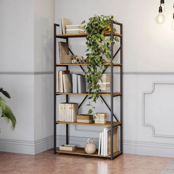 Com design moderno, amplo e estrutura firme no estilo Industrial, pintada com tinta epóxi, super-resistente a umidade, deixando ela ainda mais durável e fácil de limpar, a estante alta de madeira é a melhor escolha para quem quer manter o espaço organizado com um toque de charme. A estante freijó possui 5 prateleiras pintadas com sete camadas, proporcionando uma melhor cobertura da cor e a textura dos veios da madeira. Ela conta com espaço de sobra para guardar livros, itens pessoais, objetos decorativos e muito mais. O acabamento em pintura touch é garantia de qualidade e durabilidade!