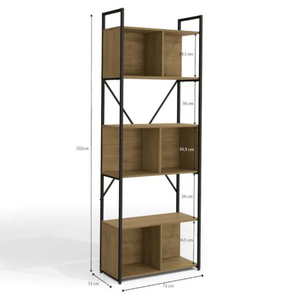Com design moderno e amplo, a estante alta com nichos é perfeita para compor qualquer ambiente, seja ele uma sala de estar, escritório, home office ou dormitório. Com estrutura metálica, pintada com tinta epóxi, super-resistente a umidade, deixando ele mais durável e fácil de limpar, a estante com nichos freijó é a melhor escolha para quem quer manter o espaço organizado com um toque de charme. Ela possui 3 nichos distintos, em material MDP com sete camadas de pintura, dando uma melhor cobertura e durabilidade ao móvel, ele possui espaço de sobra para guardar livros, itens pessoais, objetos decorativos e muito mais. O acabamento em pintura touch é garantia de qualidade e durabilidade.
