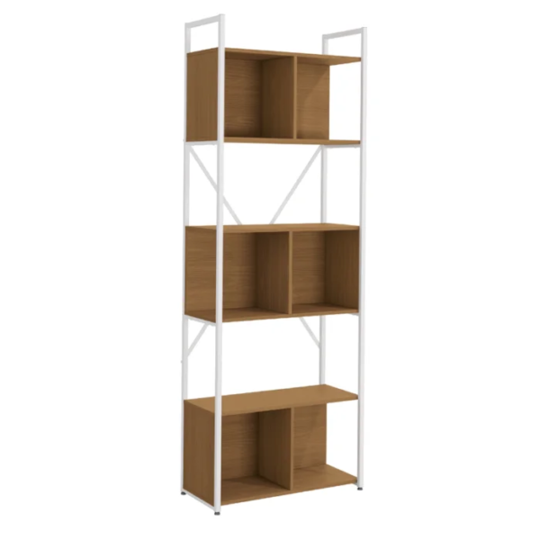 Com design moderno e amplo, a estante alta com nichos é perfeita para compor qualquer ambiente, seja ele uma sala de estar, escritório, home office ou dormitório. Com estrutura metálica, pintada com tinta epóxi, super-resistente a umidade, deixando ele mais durável e fácil de limpar, a estante com nichos freijó é a melhor escolha para quem quer manter o espaço organizado com um toque de charme. Ela possui 3 nichos distintos, em material MDP com sete camadas de pintura, dando uma melhor cobertura e durabilidade ao móvel, ele possui espaço de sobra para guardar livros, itens pessoais, objetos decorativos e muito mais. O acabamento em pintura touch é garantia de qualidade e durabilidade.