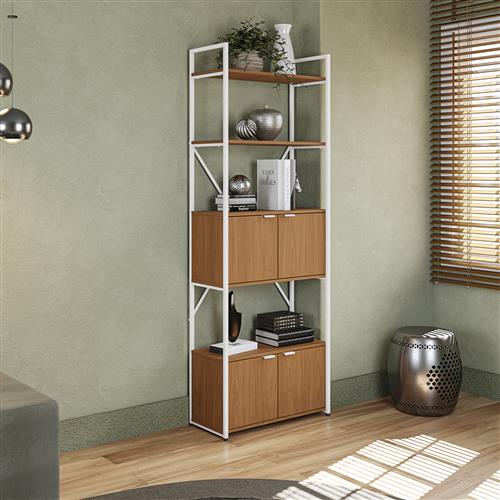 Com design moderno e amplo, essa estante possui um espaço com 4 portas, perfeita para compor qualquer ambiente, seja ele uma sala de estar, escritório, home office ou dormitório. Sua estrutura é metálica, pintada com tinta epóxi, super-resistente à umidade, deixando-a ainda mais durável e fácil de limpar. Suas prateleiras e portas têm uma pintura com sete camadas, garantindo maior durabilidade e beleza ao seu móvel. Ela também é fácil de montar e ainda conta com reforço na parte traseira, dando mais resistência para sua estante.