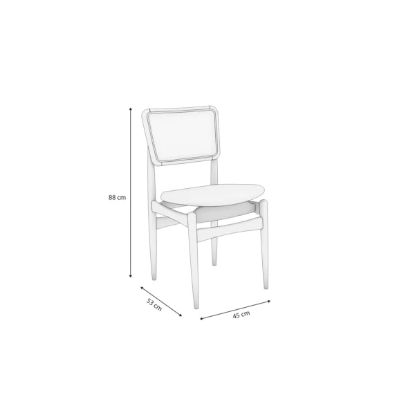 A cadeira Stela é a escolha certa! Com um estilo único e muito moderno, ela é produzida em estrutura resistente, de madeira de eucalipto, garantindo mais durabilidade. Entregue montada, ela suporta até 120 kg, além de combinar com todas as ocasiões, e com medidas de 88 cm de altura, sendo 50 cm a altura do assento, 45,5 cm de largura e 53 cm de profundidade, para ainda mais comodidade, o assento possui um design curvo, acomodando perfeitamente à mesa, e sendo estofado com tecido linho caqui, garante um toque suave e gostoso para uma sala de jantar ainda mais completa. Os destaques ficam para a telinha cor chumbo no encosto da cadeira, que além de trazer modernidade, torna a peça ainda mais diferenciada. Os pés, torneados palitos, aliados ao assento flutuante, são outro diferencial que chama atenção na peça e transformam seu espaço e momentos, garantindo ainda mais beleza e sofisticação.