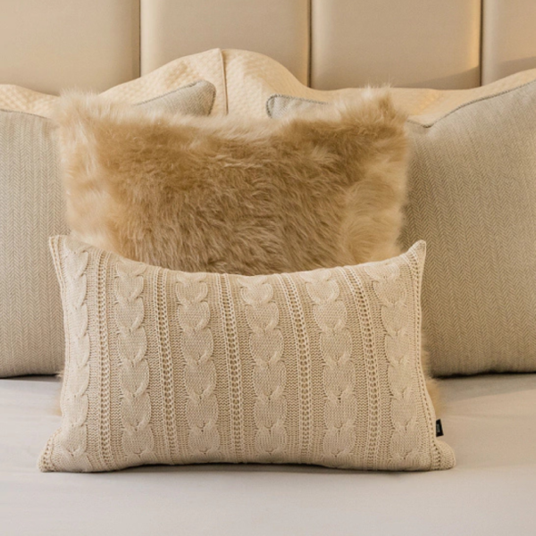 Almofada em tricot para deixar o ambiente mais aconchegante e sofisticado.