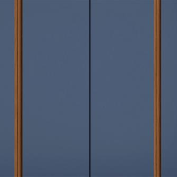 O guarda-roupa de casal com 6 portas, 3 gavetas internas traz um bom espaço interno com 02 cabideiros sendo uma parte para roupas longas, 01 calceiro, 01 nicho para sapatos na parte inferior do guarda-roupa, 03 maleiros e 10 nichos para roupas dobradas ou caixas organizadoras. O guarda-roupa é produzido em MDF na escala de brilho fosco, com revestimento e acabamento em pintura touch. Um diferencial no modelo deste guarda-roupa fica para o puxador em cava meia porta, que traz ainda mais charme e estilo para o seu quarto juntamente com os veios na textura em madeira cor canela e azul profundo.