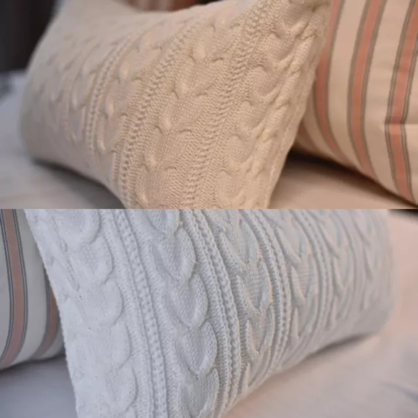Almofada em tricot para deixar o ambiente mais aconchegante e sofisticado.