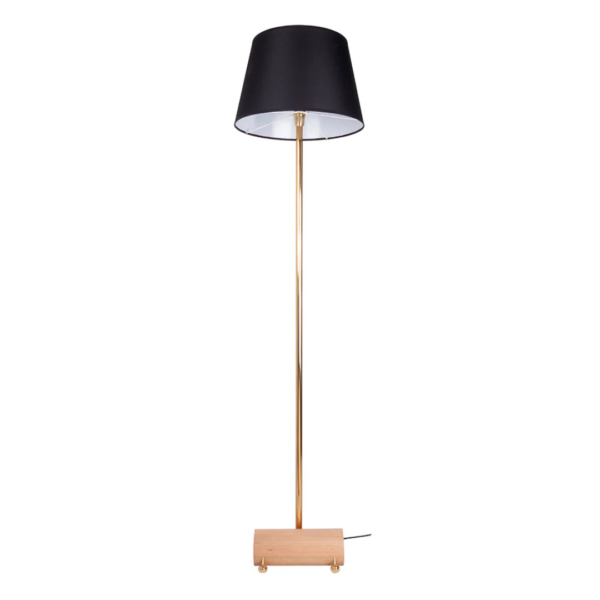 Luminária de metal e madeira com cúpula preta com barra central de metal para sustentar a cúpula na cor dourada. Peça elegante que agrega sofisticação e se torna um diferencial na decoração. Desenvolvido e fabricado nacionalmente pela Modali Design.