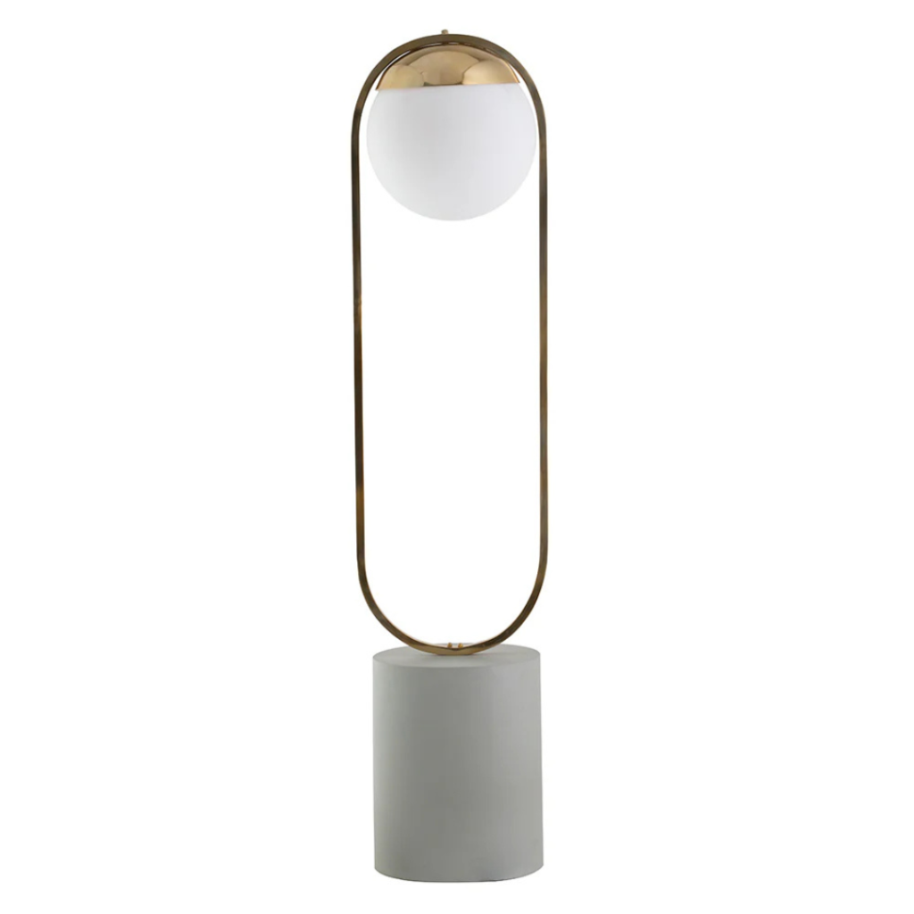Luminária feita em aço inox e cúpula de vidro leitoso flutuando dentro da estrutura oval, sobre uma base de resina no formato de elipse na cor cinza. Peça elegante que agrega sofisticação e se torna um diferencial na decoração. Bivolt, possui 01 soquete tipo E27, potência máxima de 60w e acompanha lâmpada de luz quente.