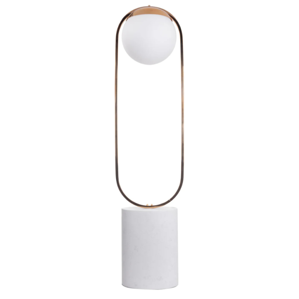 Luminária feita em aço inox e cúpula de vidro leitoso flutuando dentro da estrutura oval, sobre uma base de resina no formato de elipse na cor cinza. Peça elegante que agrega sofisticação e se torna um diferencial na decoração. Bivolt, possui 01 soquete tipo E27, potência máxima de 60w e acompanha lâmpada de luz quente.