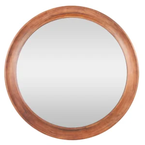 Espelho redondo com moldura de madeira natural em tonalidade marrom com diâmetro de1,30m. Peça que agrega personalidade a decoração. Desenvolvido e fabricado nacionalmente pela Modali Design.