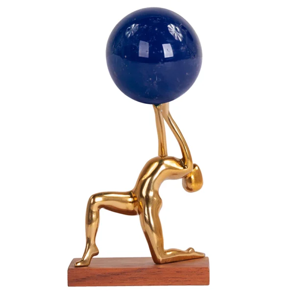 Escultura Mundi Dourado e Azul Marinho