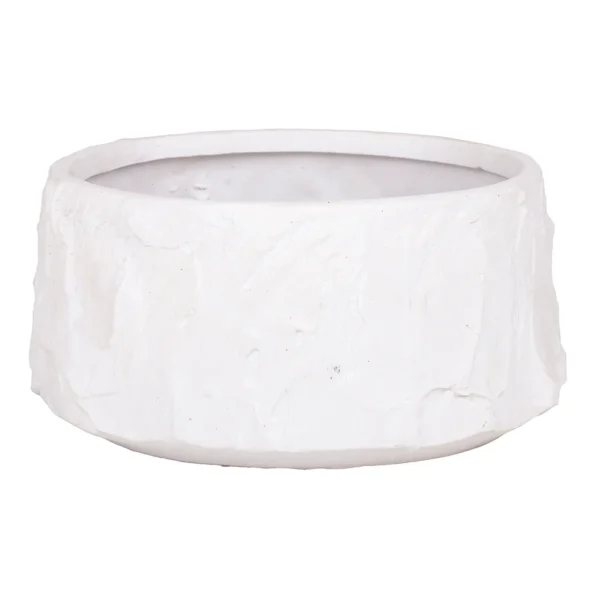 Centro de mesa feito em resina com aspecto rústico em tonalidade branca, em formato redondo. Peça elegante que agrega sofisticação e se torna um diferencial na decoração. Desenvolvido e fabricado nacionalmente pela Modali Design.