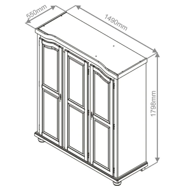 O guarda-roupa Bastian é um clássico. Ideal para você que gosta de um estilo provençal na decoração. Ele é fabricado em madeira maciça de pinus, conta com 03 portas, 01 cabideiro, 03 prateleiras e 01 maleiro. Sem contar com o acabamento branco que combina com tudo, você pode mesclar com tons suaves e tecidos florais, trazendo estilo, charme e delicadeza para o seu ambiente.