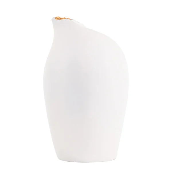 Vaso em resina branca lisa com design orgânico e acabamento interno em dourado. Peça de design moderno com toque sutil, pode ser utilizado com o seu arranjo sobre mesas e estantes. Desenvolvido e fabricado nacionalmente pela Modali Design.