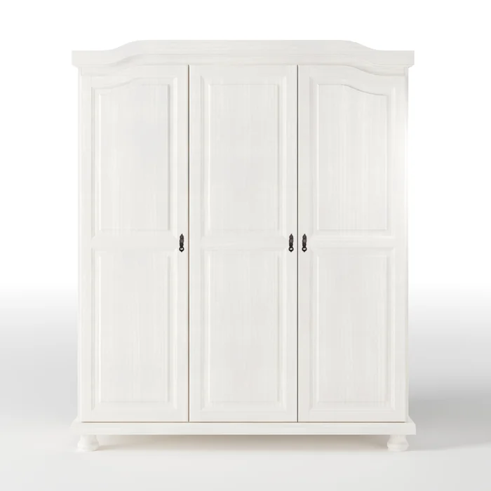 O guarda-roupa Bastian é um clássico. Ideal para você que gosta de um estilo provençal na decoração. Ele é fabricado em madeira maciça de pinus, conta com 03 portas, 01 cabideiro, 03 prateleiras e 01 maleiro. Sem contar com o acabamento branco que combina com tudo, você pode mesclar com tons suaves e tecidos florais, trazendo estilo, charme e delicadeza para o seu ambiente.